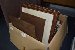 Box Lot of Prints and Three Boxed Cutlery Sets