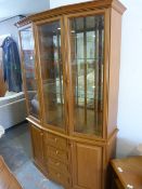 Teak Effect Glazed Wall Unit