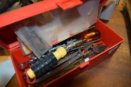 Two Levers, Box Containing Screwdrivers, Circlip Pliers, etc.
