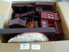 Box Containing Various Dolls House Furniture