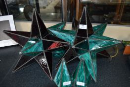 Tiffany Style Green and Purple Leaded Glass Star Ceiling Light Shades