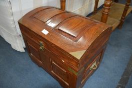 Eastern Teak Dome Top Brass Bound and Inlaid Trunk