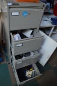*Four Drawer Foolscap Filing Cabinet Containing Assorted Mobility Scooter Chargers, Power Leads,