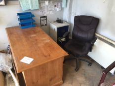 *Pine Desk, High Back Chair, Filing Cabinet and a Cordless Telephone