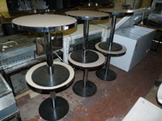 Six Circular Pedestal Tables on Chrome Supports with Cream Tops