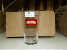 Box of Thwaites Branded Pint Glasses