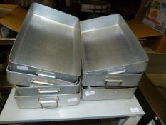 *Eight Aluminium Roasting Tins