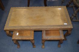 Walnut Nest of Tables; Coffee Table and Two Under Tables