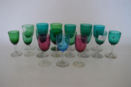 Selection of 19th Century Coloured Drinking Glassware