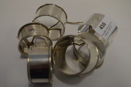 Six Assorted Silver Napkin Rings, Approximately 120g