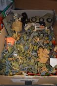 Large Box of Plastic Soldiers and Vehicles