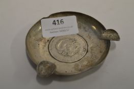 Chinese Silver Ashtray with Chinese Coin Insert