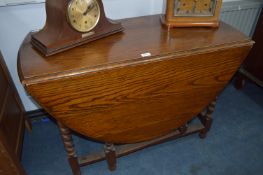 Oval Oak Drop Leaf Dining Table on Barley Twist Legs