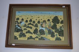 Framed Acrylic on Silk 