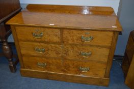 Walnut Three Height Chest of Drawers with Brass Handles
