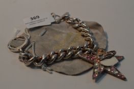 Vivienne Westwood Heavy White Metal Bracelet Chain and Punk Style Pendant