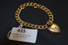 15cT Gold Bracelet with Heart Shaped Lock, Approximately 15.8g