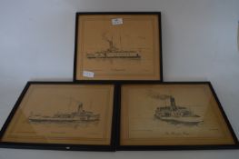 Three Framed Prints of Humber Ferries 1972/73