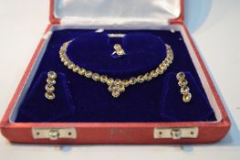 Golden Topaz and Silver Jewellery Set; Necklace, Earrings and Ring