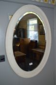 White Painted Oval Framed Bevelled Edge Wall Mirror