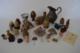 Tray Lot of Ornaments; RAC Telephone Box Key, Wade Onyx Eggs, etc