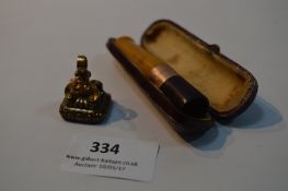 Amber Stemmed Cheroot and a Victorian Gold Plated Seal