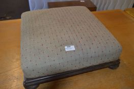 Upholstered Footstool with Mahogany Base