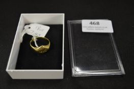 18cT Gold Gents Signet Ring, Approx 7.3g