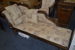 Pine Framed Upholstered Chaise Lounge