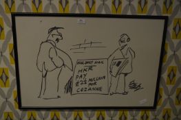 Framed Hull Daily Mail Cartoon Drawing 