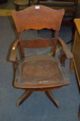 Oak Framed Swivel Office Armchair
