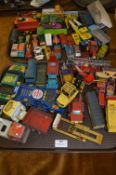 Two Trays of Play Worn Diecast Vehicles; Matchbox, Corgi, Dinky, etc.