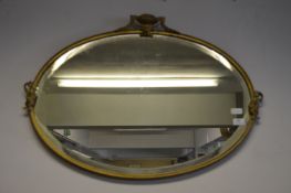 Oval Gilt Framed Bevelled Edge Wall Mirror