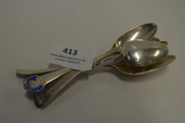 Five Assorted Georgian Silver Teaspoons and One Other, Approximately 96g