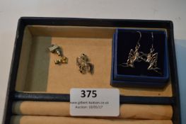 Pair of Silver Fairy Earrings and Heart Shape Stud Earrings