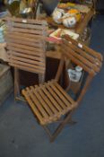 Pair of Wooden Slat Folding Garden Chairs