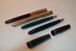 Four Parker Fountain Pens (Two with 14cT Nibs)