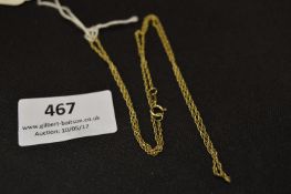 9cT Gold Chain Link Necklace, Approx. 2g