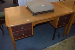 Light Oak Desk with Four Drawers and Square Legs