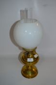 Brass Oil Lamp with White Glass Shade