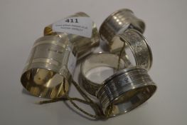 Six Assorted Silver Napkin Rings, Approximately 137g