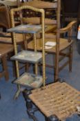 Three Tier Folding Serving Stand and a Stool