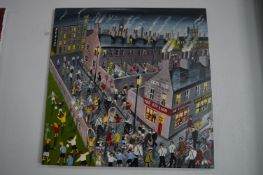 Lowry Style Oil on Canvas 