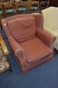 Wing Back Armchair with Terracotta Loose Covers