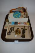 Collection of Beer Mats, Matchboxes, Bottle Openers, Corkscrew, etc.