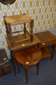 Stool, Two Occasional Tables and a Side Cabinet with Single Drawer