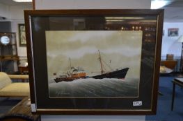 Framed Watercolour of Hull Trawler 