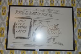 Framed Hull Daily Mail Cartoon Drawing 