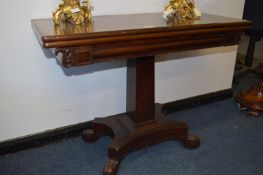 Mahogany Foldover Table on Single Pedestal Base