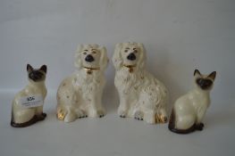 Pair of Royal Doulton Spaniel Dogs and Siamese Cats
